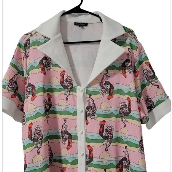 Unique Vintage Rooster Print Mini Dress - Picture 6 of 8